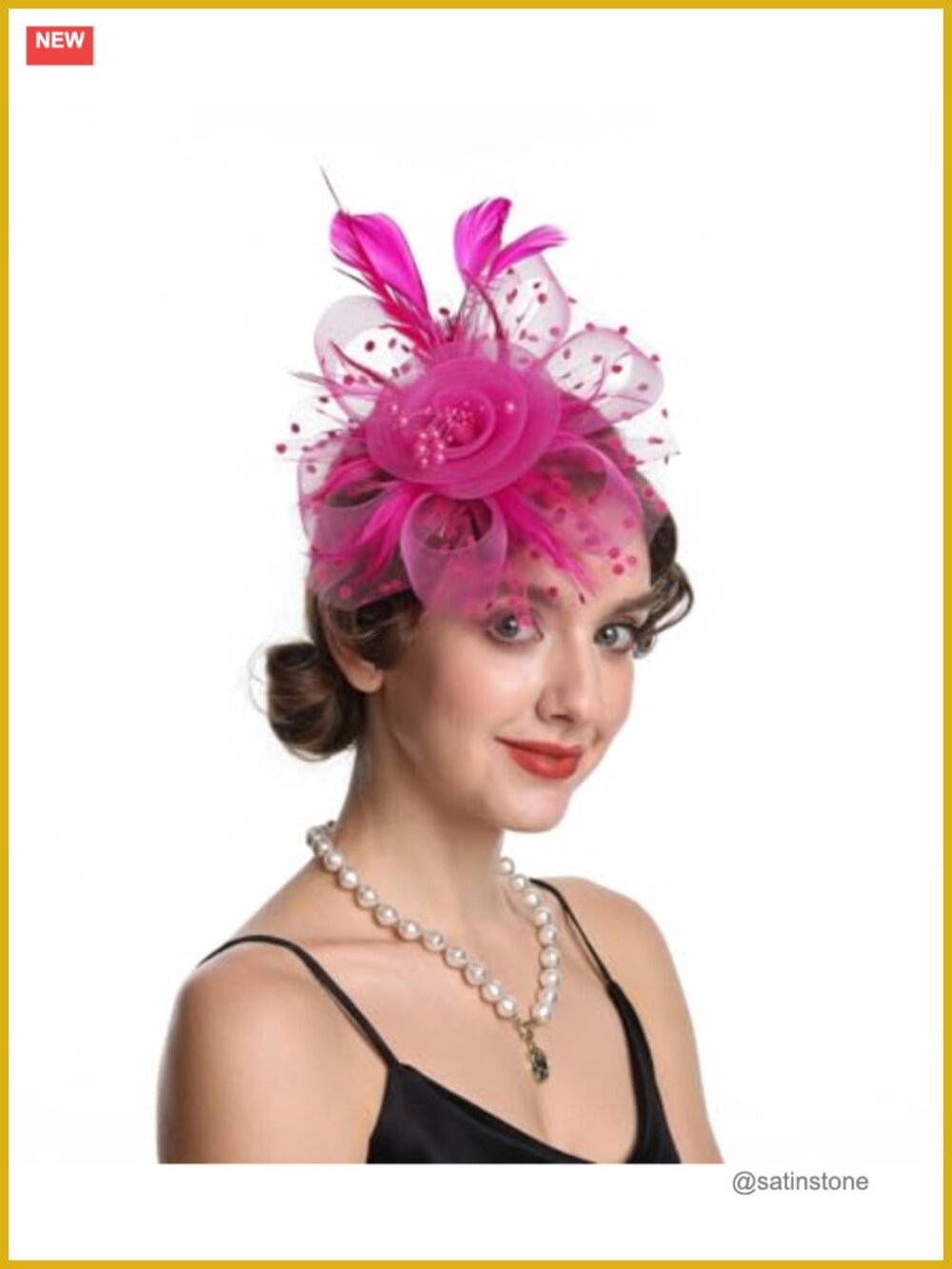 Women Feather Fascinator Hat with Veil Vintage Headpiece
